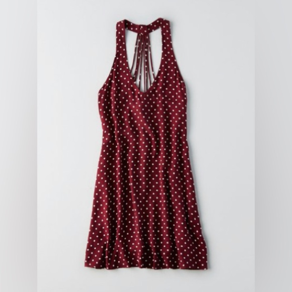 American Eagle Burgandy Polka Dot Dress
